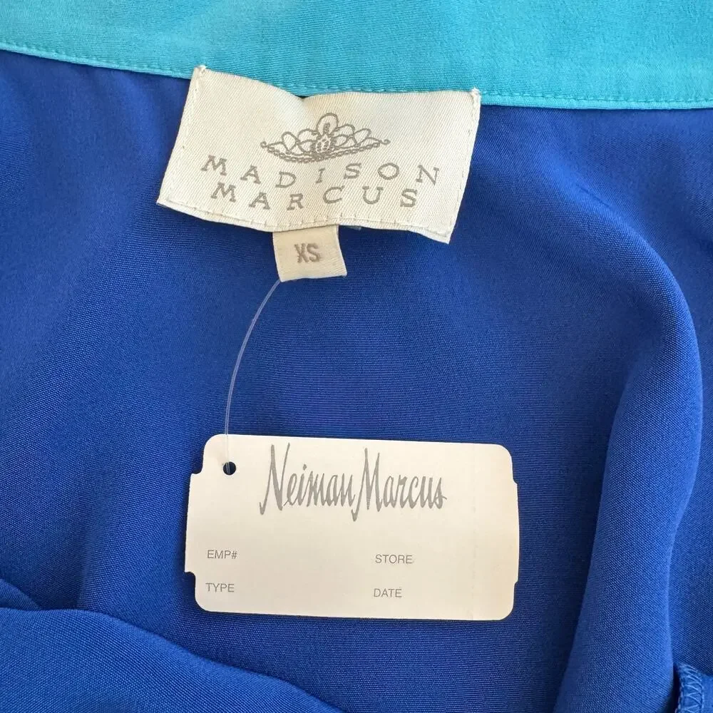 Madison Marcus Blue Silk Skater Mini Skirt XS NWT